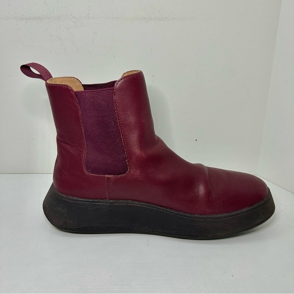 Fitflop F-Mode Plummy Purple Leather Platform Ankle Chelsea Boots Size 10 - Picture 11 of 16